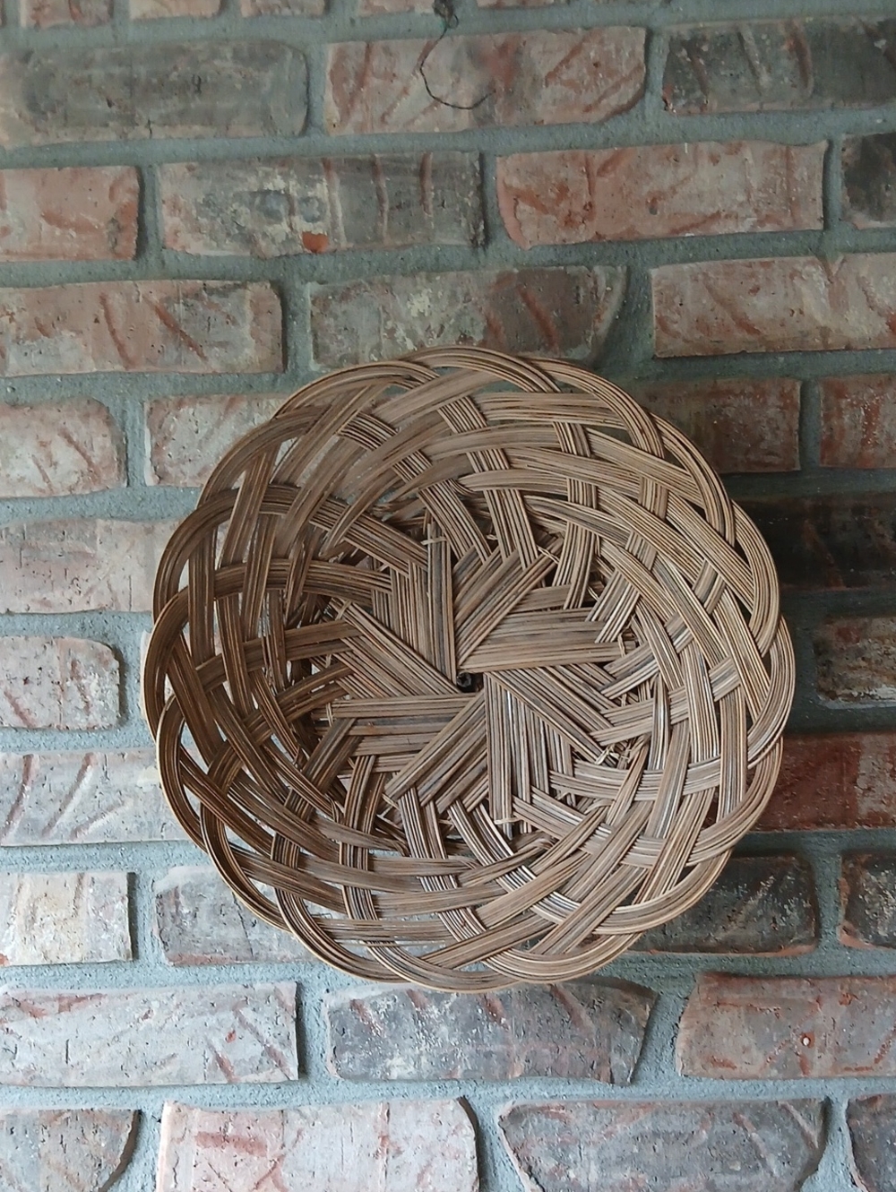 Handwoven Natural Brown Wicker Wall Basket - 14 Inch Diameter